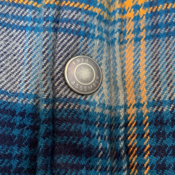 Free Assembly Lined Flannel Work Shirt Jacket Shacket Snap Front - Picture 5 of 11